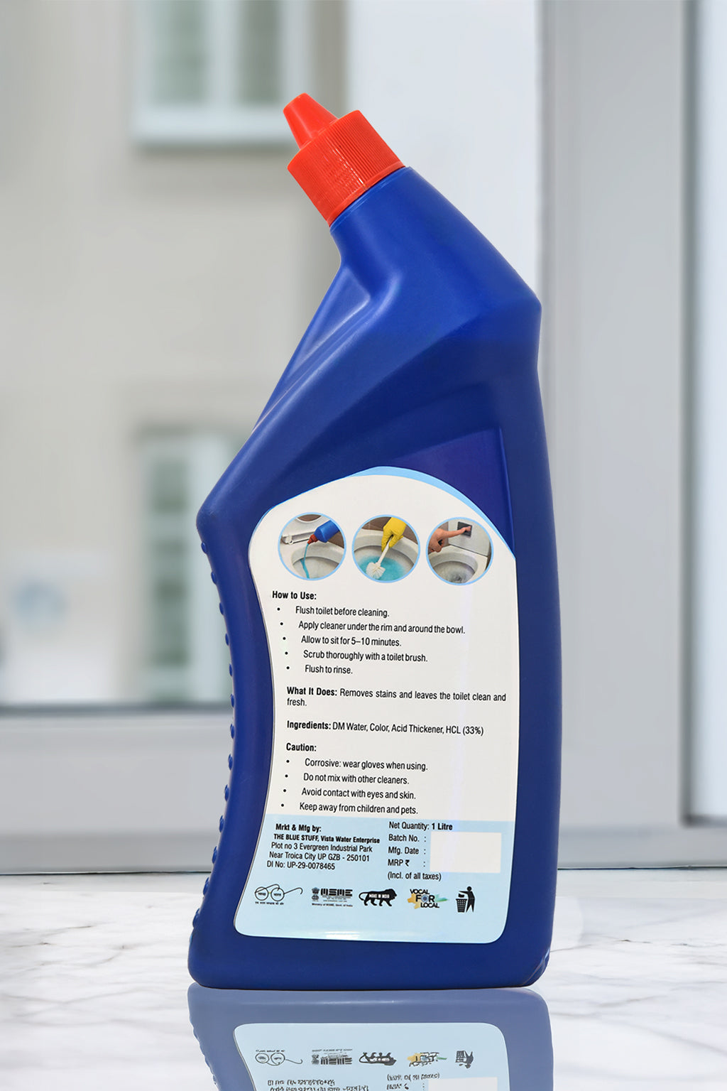 THE BLUE STUFF Toilet Expert - 3-in-1 Powerful Toilet Cleaner | Kills 99.9% Germs | Fresh Fragrance | 1 Litre