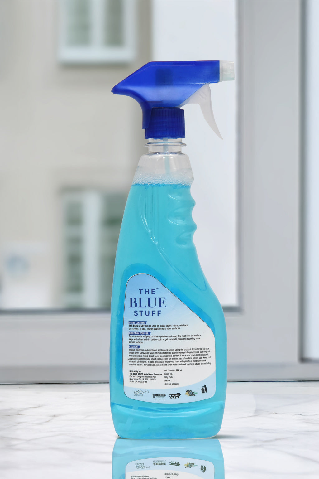 THE BLUE STUFF Glass Cleaner+ - Streak-Free Shine | Super Clean Formula | Crystal Clear Windows & Mirrors | 500ml Spray