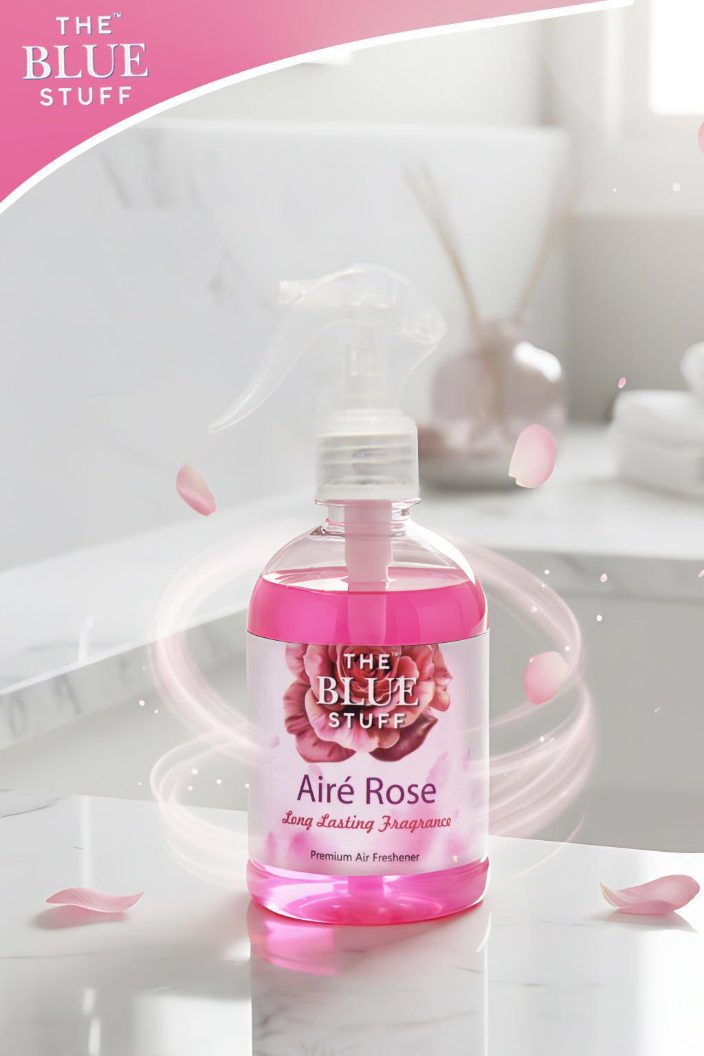 THE BLUE STUFF Airé Rose - Premium Air Freshener | Long Lasting Fragrance | Instant Odor Eliminator | 500ml Spray