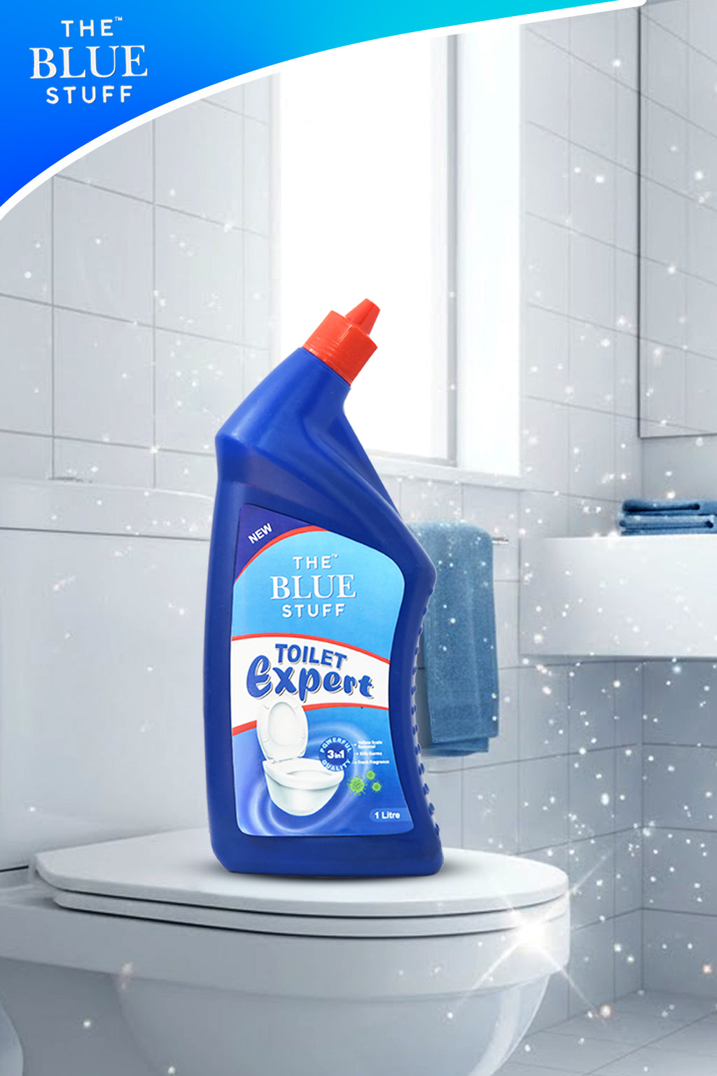 THE BLUE STUFF Toilet Expert - 3-in-1 Powerful Toilet Cleaner | Kills 99.9% Germs | Fresh Fragrance | 1 Litre