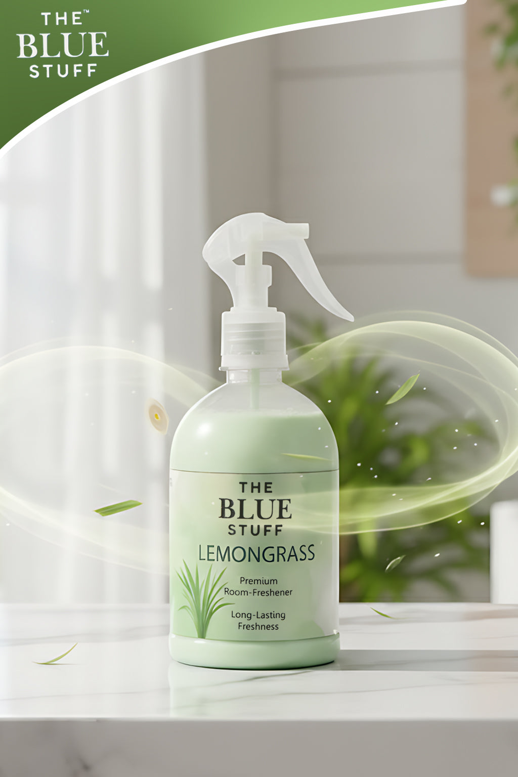 THE BLUE STUFF Lemongrass Premium Room Freshener | Refreshing Citrus Aroma | Odor Eliminator | Antibacterial Formula | 500ml