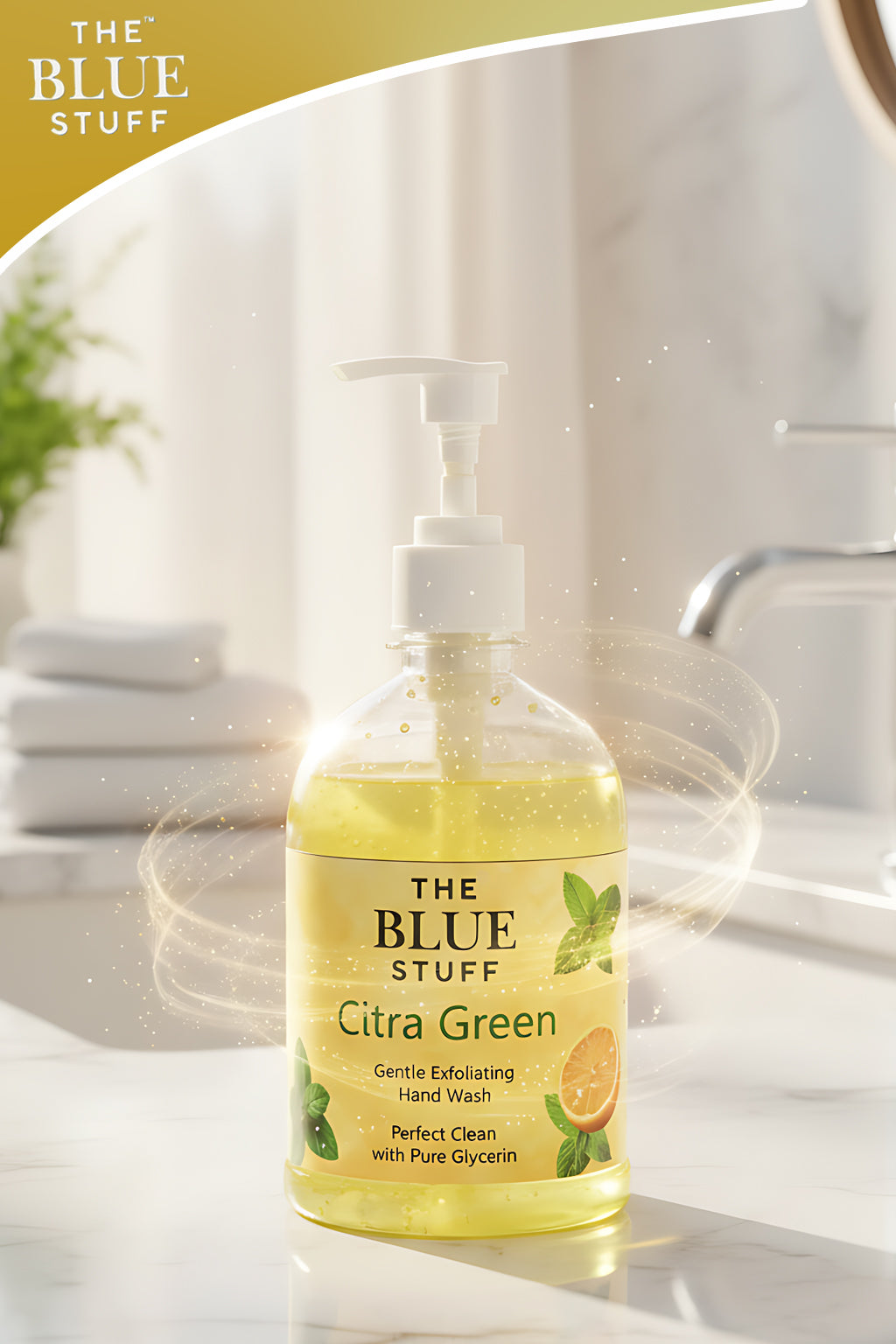THE BLUE STUFF Citra Green Hand Wash - Gentle Exfoliating Formula | Perfect Clean with Pure Glycerin | Citrus & Mint Freshness | 500 Ml
