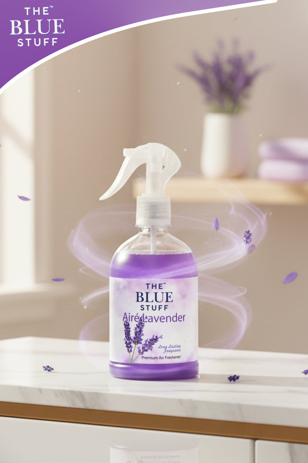 THE BLUE STUFF Airé Lavender - Premium Air Freshener | Long Lasting Fragrance | Calming & Relaxing Scent | 500ml
