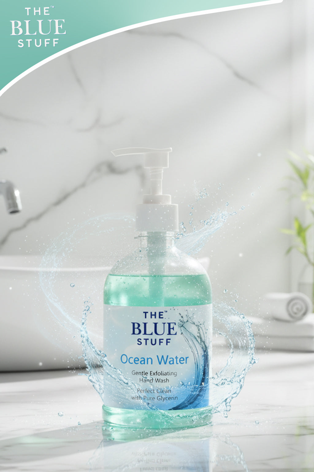THE BLUE STUFF Ocean Water Hand Wash - Gentle Exfoliating Formula | Perfect Clean with Pure Glycerin | Moisturizing & Refreshing  | 500Ml