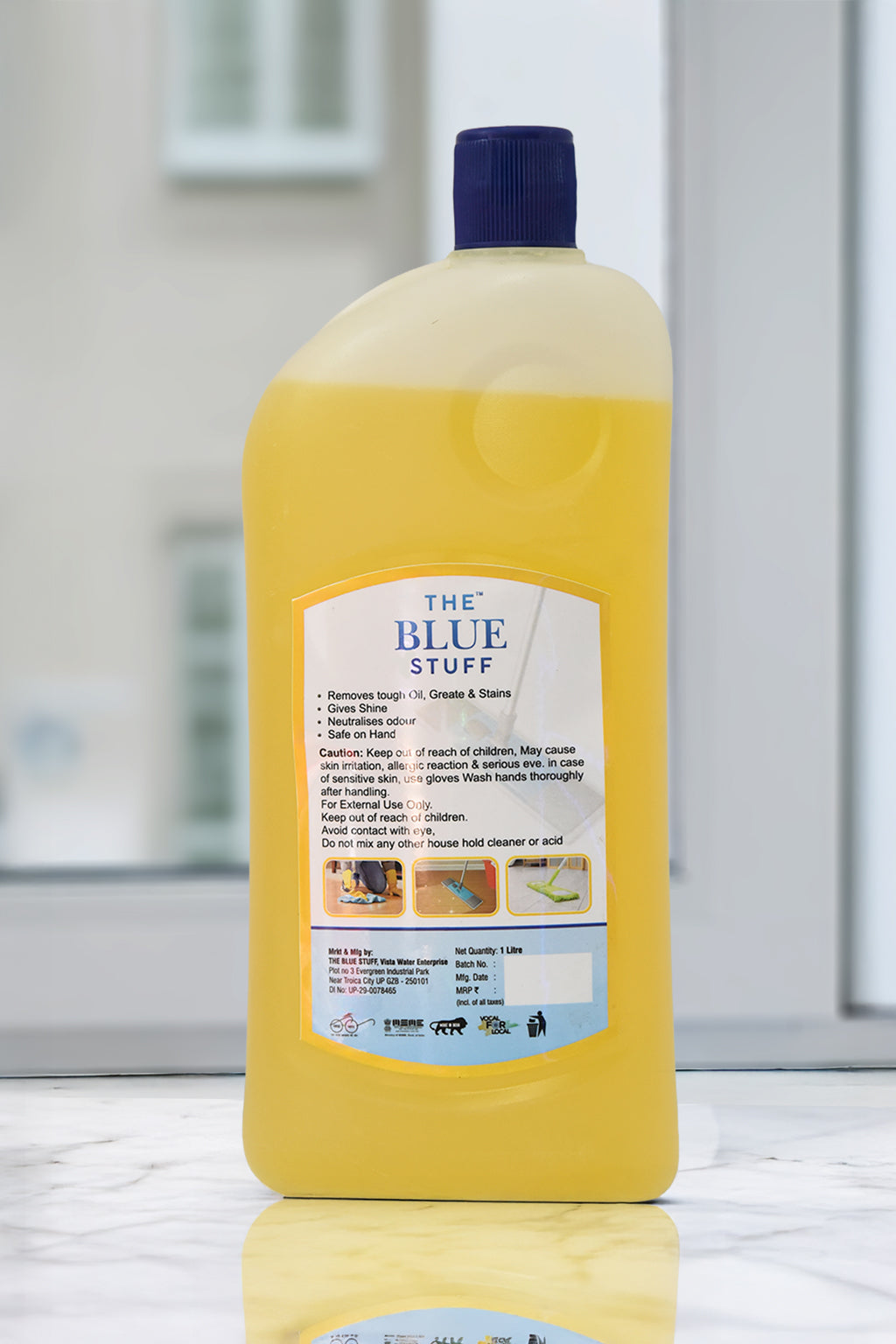 THE BLUE STUFF Floor Cleaner - Lemon Fragrance | Removes Tough Stains & Grease | Kills 99.9% Germs | 1 Litre